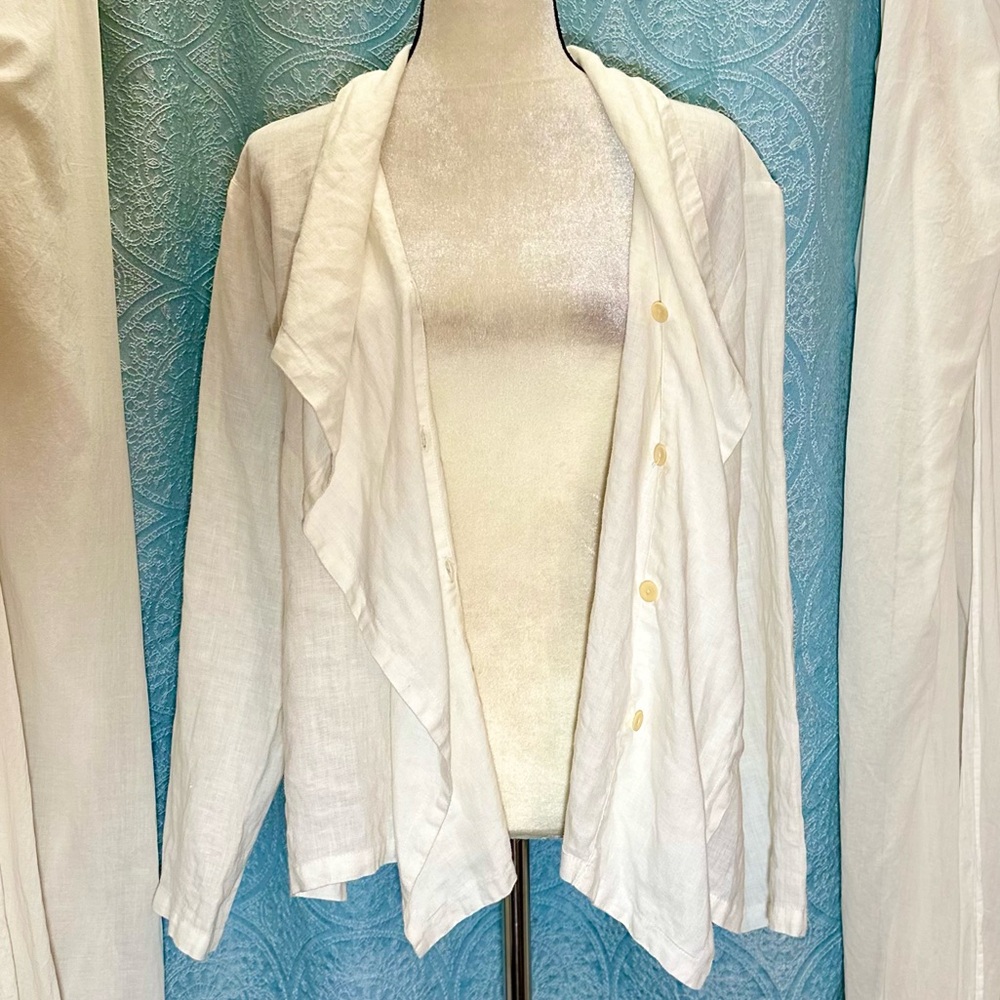 Flax 100% Linen Cardigan Jacket Top Sz M - Picture 5 of 7
